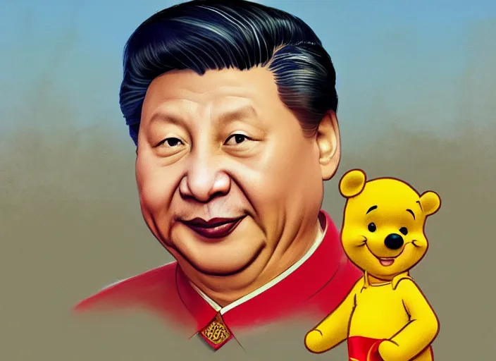 Prompt: portrait of Xi Jinping wearing a Winnie the Pooh onesie in a trashy Chinese dirt poor landfill, hungry, beta weak male, digital painting, concept art, smooth, sharp focus, illustration, from Slumdog Millionaire, by Ruan Jia and Mandy Jurgens and William-Adolphe Bouguereau, Artgerm