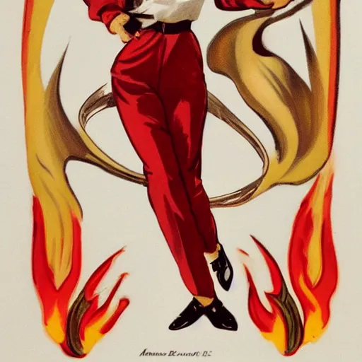 Prompt: fire flames in leyendecker style, no people