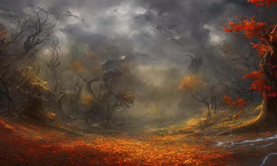 Prompt: autumn, digital art, concept art, fantasy art, highly detailed, hd wallpaper, artstation, deviantart, behance