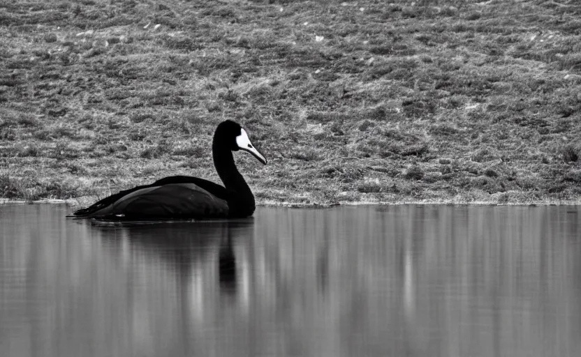 Prompt: black swan detailed by Andrei Tarkovsky, nostalgia, analogue photo quality, blur, unfocus, monochrome, 35mm