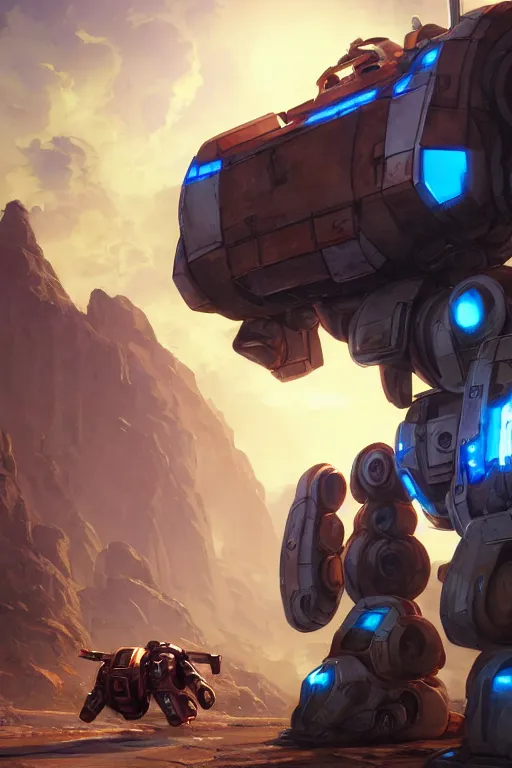 Image similar to mechwarrior 5 : mercenaries mech megaman transformer robot boss tank engine game octane render, 4 k, hd 2 0 2 2 3 d cgi rtx hdr style chrome reflexion glow fanart jesper ejsing, by rhads, makoto shinkai borderlands and by feng zhu rossdraws artstation by digital cinematic pixar and disney unreal zbrush central hardmesh