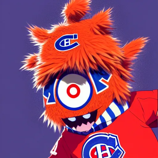 Image similar to anime Portrait of Youppi the Habs Montreal Canadiens Mascot as a very cute powerful and friendly pokemon, highly detailed anime, smooth, sharp focus, dynamic lighting, intricate, trending on ArtStation, illustration pokemon, art by WLOP