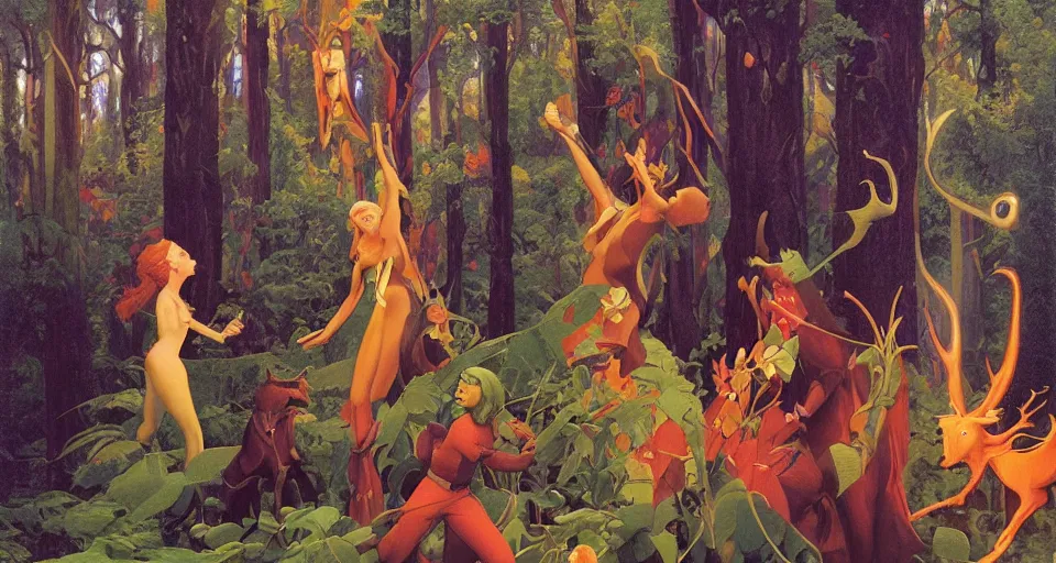 Prompt: Enchanted and magic forest, by Thomas Blackshear