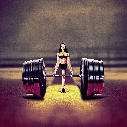 Image similar to car, bodybuilder, woman, weightlifting, toy, road, photo, digital art