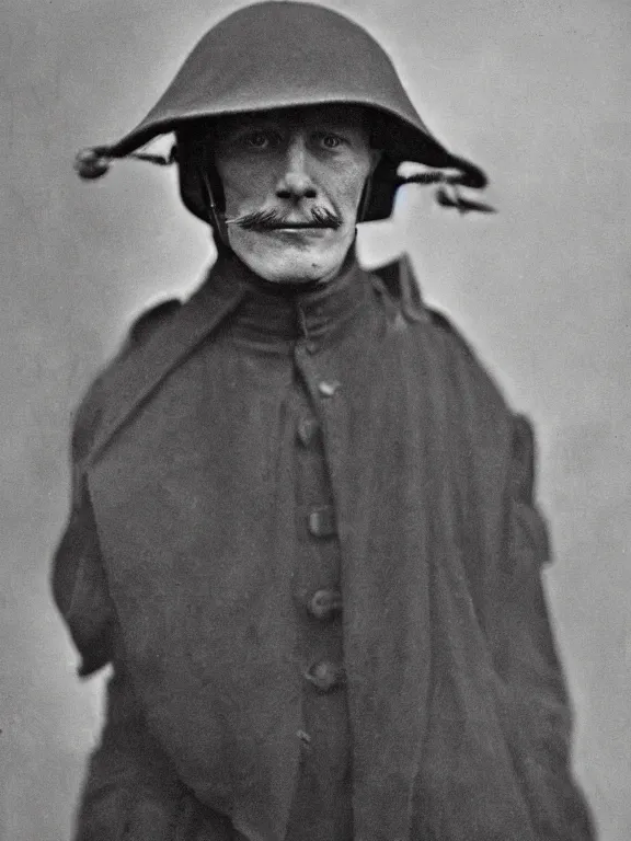 Image similar to portrait of grim reaper, ww1 photo, grainy, high detail, high resolution,