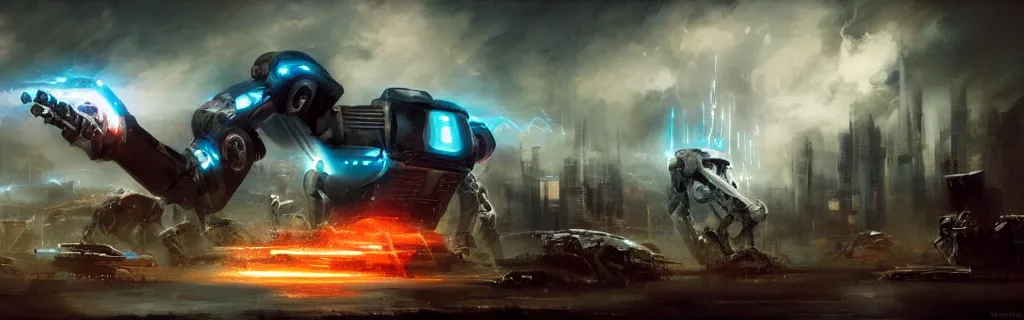 Image similar to the year robots will take over humanity, created by Raymond Swanland