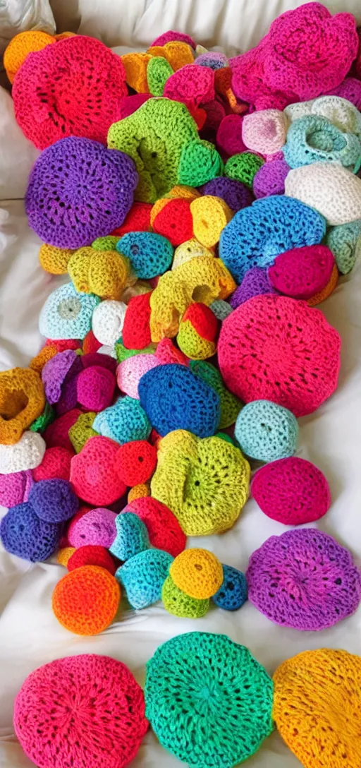 Image similar to multicolored crocheted party