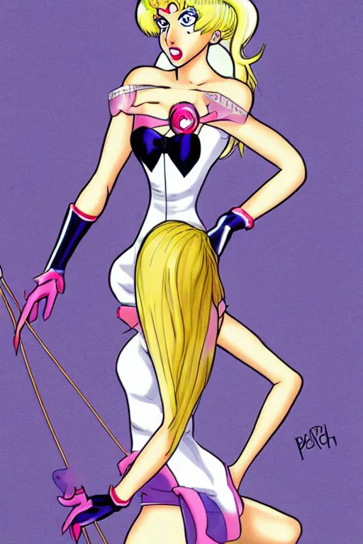 Prompt: blonde sailor moon as aeon flux by Peter chung, loish,