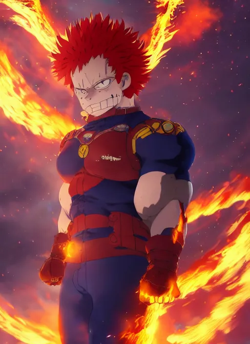 Image similar to Endeavor from my hero academia have flame wings and posing, anime, hyper realism, dark atmosphere, cinematic shot, intricate, ornate, photorealistic, ultra detailed, realistic, 100mm, photography, octane, high definition, depth of field, bokeh, 8k, artstation