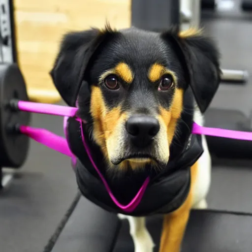 Image similar to a dog at the gym