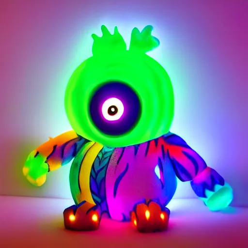 Image similar to crazy glowing monster, colourful