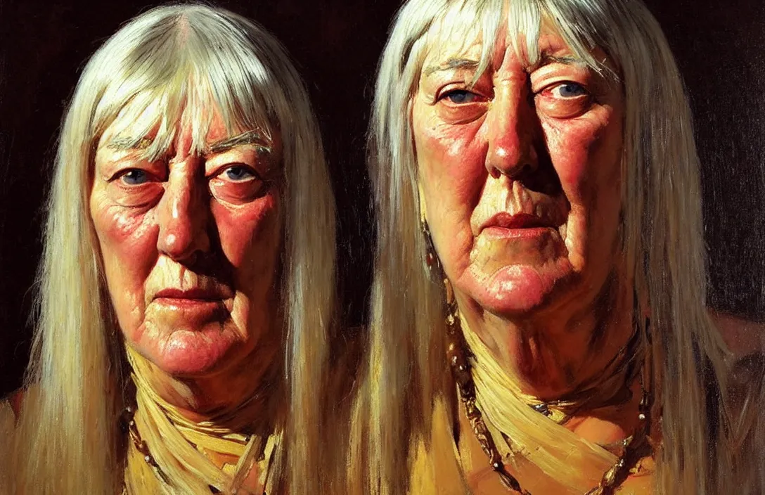 Image similar to portrait of mary beard!!!!!!!!!!!!!!!!!!!!!!!!!!!, detailed face, detailed painting, epic lighting, by ilya repin, phil hale and kent williams