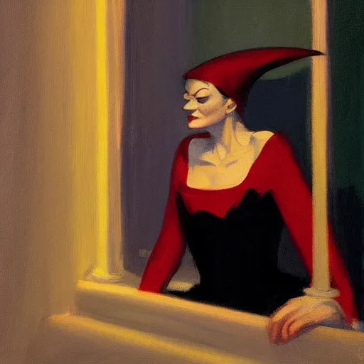 Image similar to a snooty witch portrait, by edward hopper, new artstation artist,