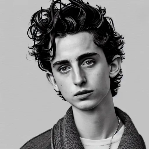 Prompt: character design, timothee chalamet believing in nothing and launching into the stratosphere with jennifer lawrence or whatever, in the style of killian eng kawase hasui james jean, artstation trending, 8 k, photorealistic, volumetric lighting caustics, black and white, detailed af