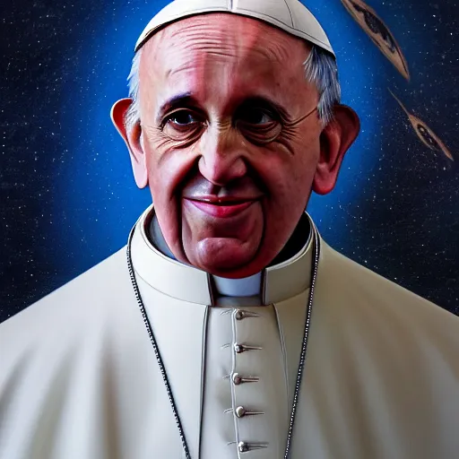 A Portrait Painting Of Pope Francis In A New Alien | Stable Diffusion