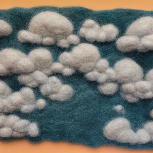 Image similar to a large, complex needle felting of on oncoming thunderstorm