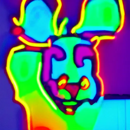 Prompt: Reindeer made out of shadows, neon, rainbow, fursona, furry,