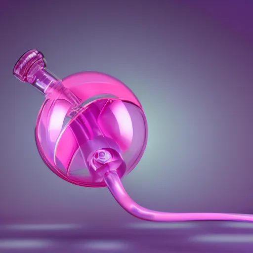 Prompt: Pink Vapor Inhalation Machine Connected to a Spherical Bottle of Pink Liquid by a Tube, Pink Vapor Leaking from an Oxygen Mask, fantasy, magic, ultra detailed, digital art, trending on artstation, illustration, laboratory-H 768