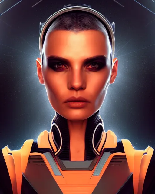 Image similar to portrait of a handsome symmetric beautiful futuristic sci - fi cyberpunk female cyborg, desert oasis background, ultra realistic, highly detailed, hd, sharp focus, cinematic lighting, realistic, photorealistic, vivid colors, painting, photograph, digital art, non blurry, sharp, artstation, concept art, smooth, illustration