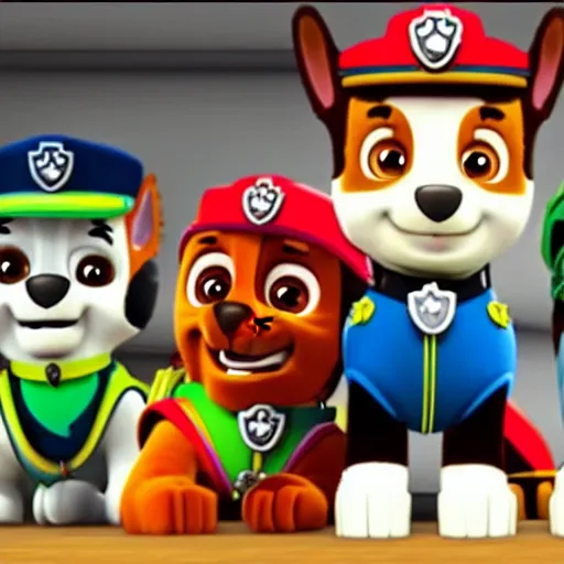 Prompt: paw patrol being evil villains