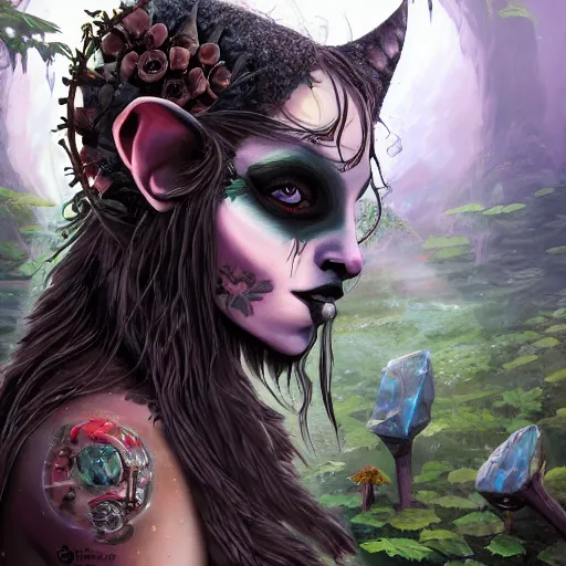 Image similar to eco punk, goblin girl goth, fantasy art, high detail, 4k