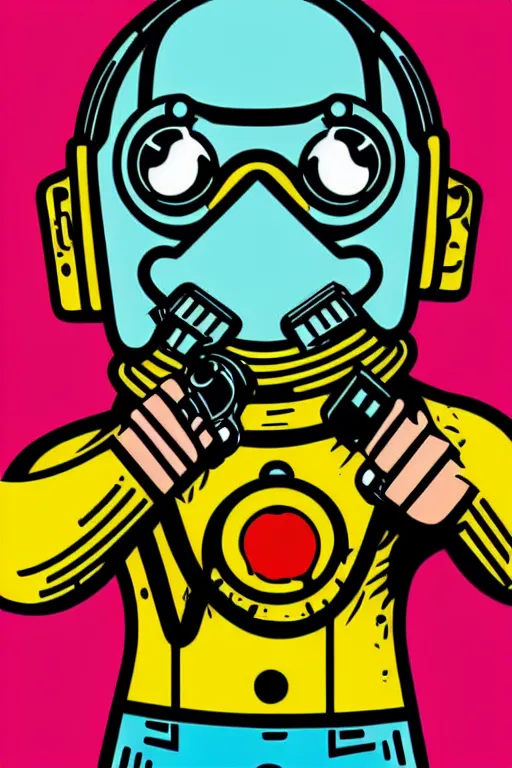 Image similar to fallout 7 6 retro futurist illustration art by butcher billy, sticker, colorful, illustration, highly detailed, simple, smooth and clean vector curves, no jagged lines, vector art, smooth andy warhol style