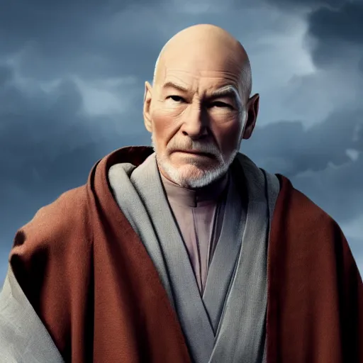 Image similar to Patrick Stewart as Obi-Wan Kenobi, 4k, UHD