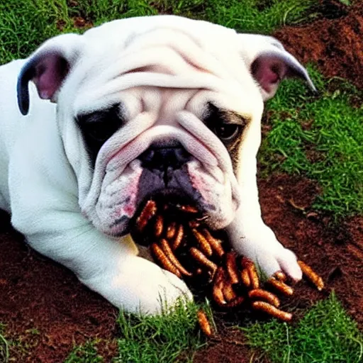 Image similar to bulldog eats worms