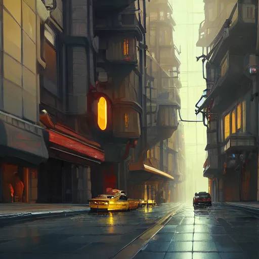Prompt: detailed painting of a bladerunner street, majestic solemn ornaments and greek architecture, artstation, goro fujita, cinematic