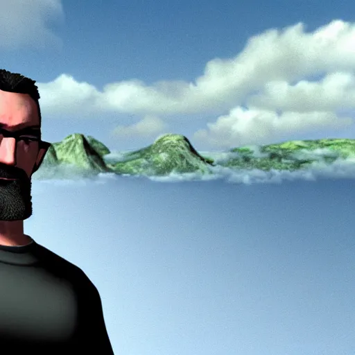 Prompt: Gordon Freeman in the Windows XP wallpaper