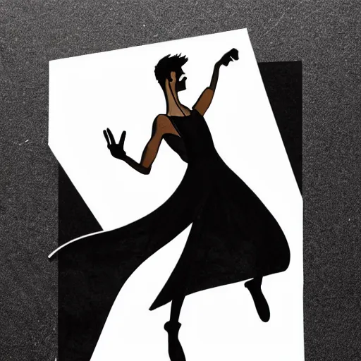 Image similar to example 1 pixabay instant clear protopainting of an italiam man in a black dress with a ponytail