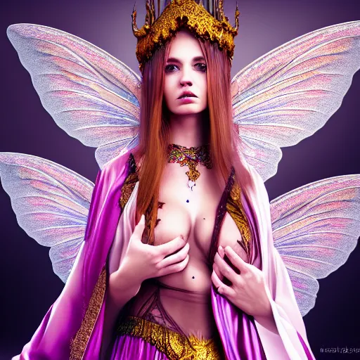 Prompt: beautiful fairy in ornate robes, highly detailed, 4k, HDR, smooth, sharp focus, hyper realistic, high resolution