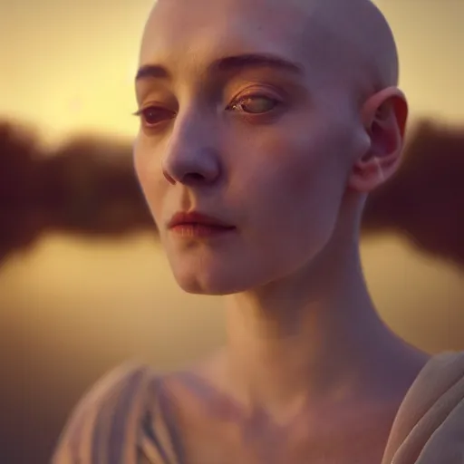 Prompt: photographic portrait of a stunningly beautiful english renaissance female in soft dreamy light at sunset, beside the river, buddhist nun, soft focus, contemporary fashion shoot, in a denis villeneuve and tim burton movie, by edward robert hughes, annie leibovitz and steve mccurry, david lazar, jimmy nelsson, extremely detailed, breathtaking, hyperrealistic, perfect face, octane render