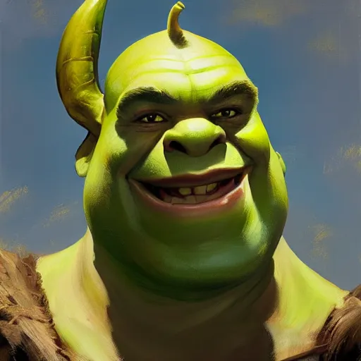 Image similar to greg manchess portrait painting of shrek in a futuristic armor, medium shot, asymmetrical, profile picture, organic painting, sunny day, matte painting, bold shapes, hard edges, street art, trending on artstation, by huang guangjian and gil elvgren and sachin teng