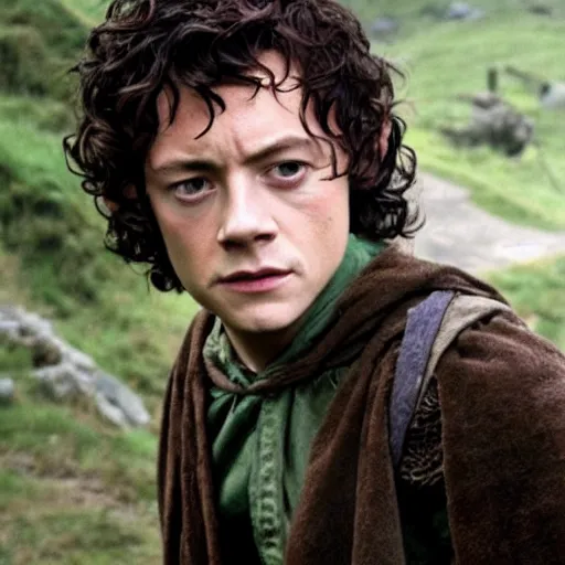 Image similar to harry styles as frodo in lord of the rings