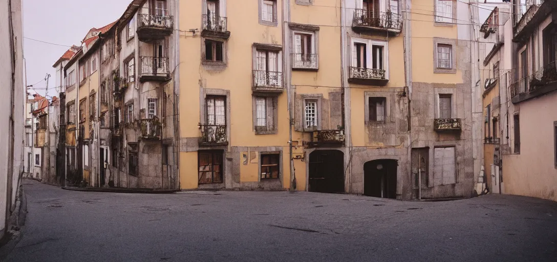 Prompt: house in porto. photographed by wes anderson on fujinon premista 1 9 - 4 5 mm t 2. 9. portra 8 0 0.