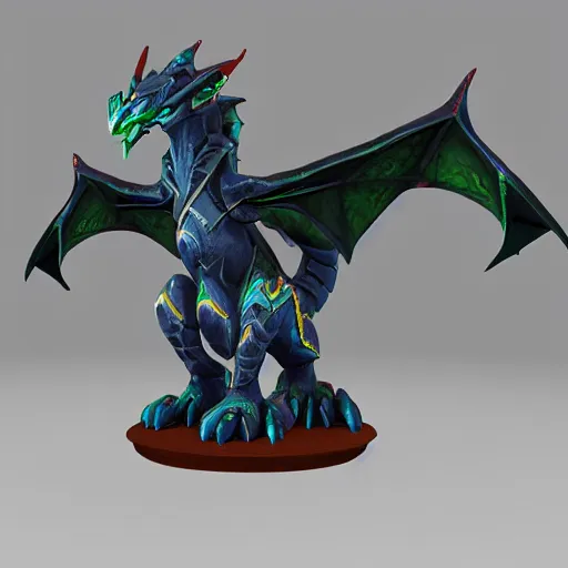 Image similar to cyber dragon stylized stl fantasy miniature, 3 d render, activision blizzard style, hearthstone style