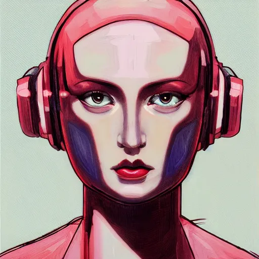 Image similar to portrait of female android by james jean