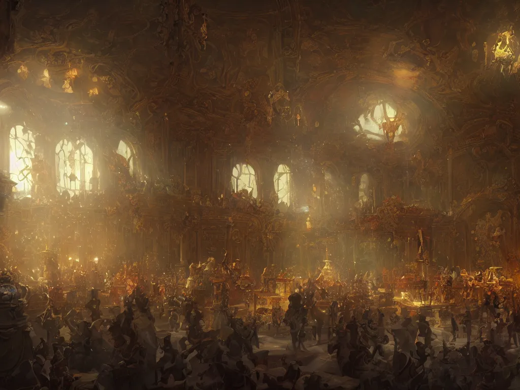 Image similar to interior of a circus in the baroque era, hearthstone art style, epic fantasy style art by Craig Mullins, fantasy epic digital art, epic fantasy card game art by Greg Rutkowski