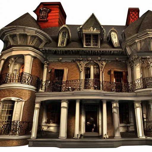 Image similar to Disney Haunted Mansion building scenes, fun, spooky, singing ghosts, 4k, photorealistic, high detail, hdr, atmospheric