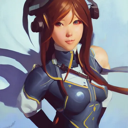 Image similar to greg manchess portrait painting of asuna yuuki as overwatch character, medium shot, asymmetrical, profile picture, organic painting, sunny day, matte painting, bold shapes, hard edges, street art, trending on artstation, by huang guangjian and gil elvgren and sachin teng