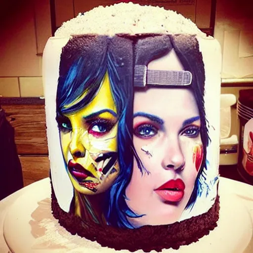 Prompt: “ a birthday cake imagined by Sandra Chevrier”