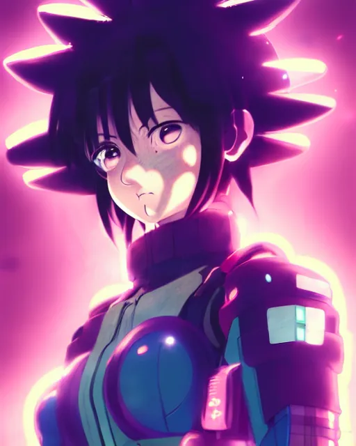 Image similar to portrait of anime girl in mechanic armor in night tokyo by makoto sinkai, my hero academia,cyberpunk, greg rutkowski, perfect face, fine details