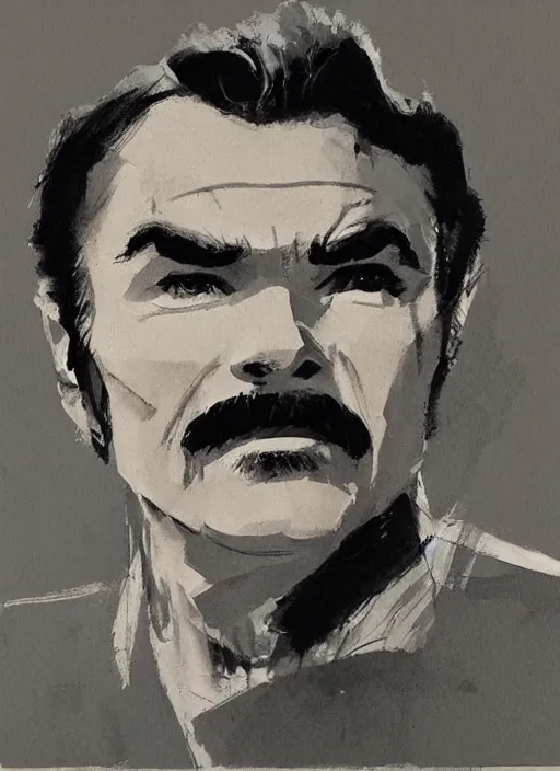 Prompt: Twin Peaks artwork of burt reynolds by George Pratt