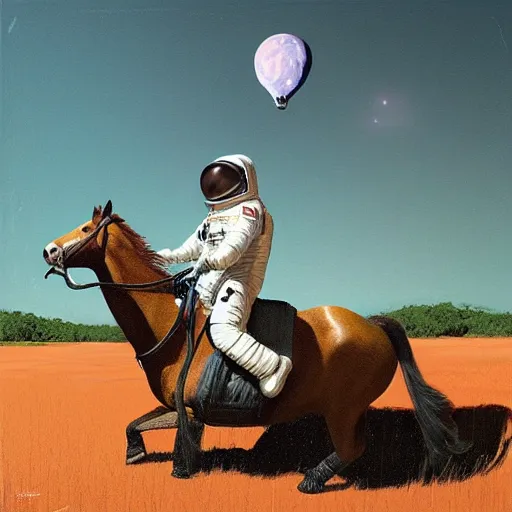 Prompt: astronaut riding a horse, artwork by scott listfield, trending on artstation