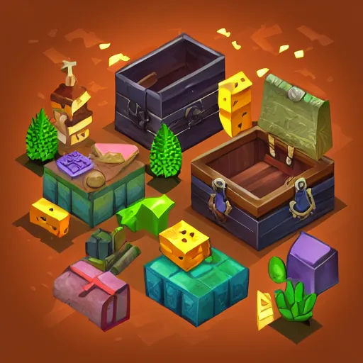 Image similar to isometric treasure chest