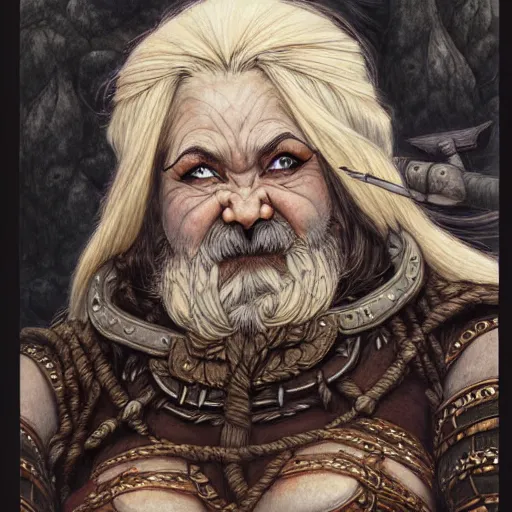 Prompt: portrait painting of a dwarven berserker woman, sharp focus, award - winning, trending on artstation, masterpiece, highly detailed, intricate. art by rebecca guay