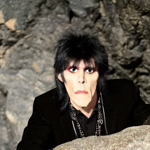 Image similar to lux interior hiding behind a rock in a cave