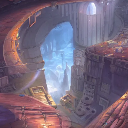 Image similar to a cylindrical pit in the ground with a city inside, painting by Tyler Edlin