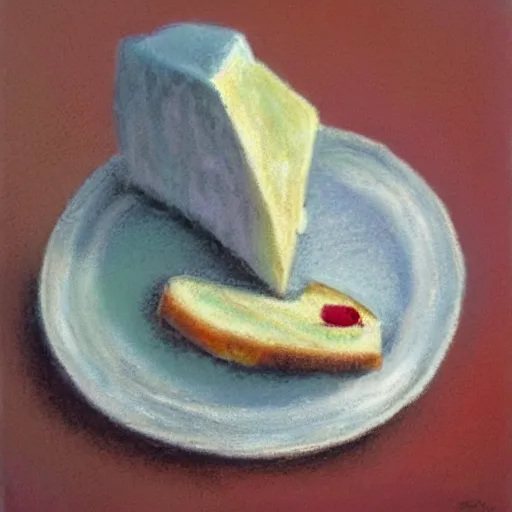 Prompt: beautuful pastel of a camembert in nyc, style of sempe,